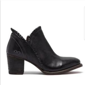 BED|STU Carla Black Leather Women's Chunky Heeled Bootie size 6.5 NWT